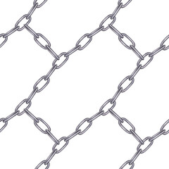 Seamless pattern with metal chains. Painted in watercolor.