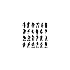 Group of scary zombie silhouette vectors for Halloween spooky decoration, horror wallpaper and undead monster design