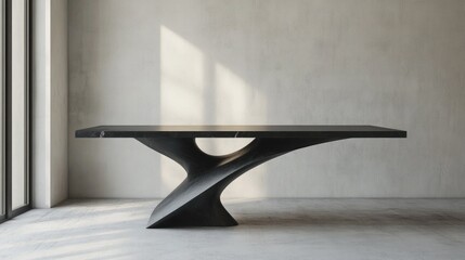 Showcase your products on this stunning modern black marble table with a unique sculptural design, perfect for adding a touch of elegance and sophistication to your brand visuals