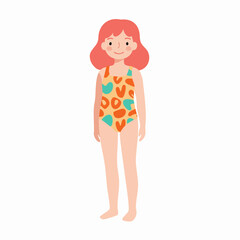 Cute Flat Illustration of Woman Wearing Swimsuit Fashion Graphic