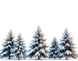 Obraz premium snow-covered evergreen trees in a winter landscape, evoking the serene beauty of the season