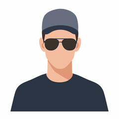 Flat Design Faceless Man Character with Hat and Sunglasses Illustration