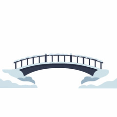 Flat Style Simple Winter Bridge Landscape Illustration Scene Element