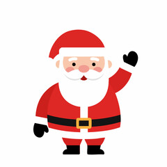 Flat Cartoon Santa Claus Waving Hand Character Illustration Graphic Asset