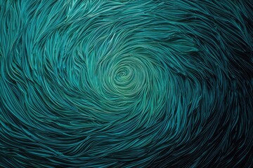 Abstract artwork displaying a mesmerizing spiral vortex, created with teal and green brushstrokes