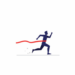 Fototapeta premium Modern Flat Style Silhouette of a Runner Crossing the Finish Line Illustration