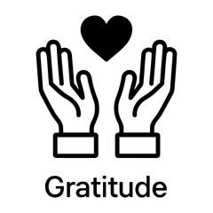 Customer assessment icon vector Hands reaching up towards a heart symbol expressing love and gratitude icon