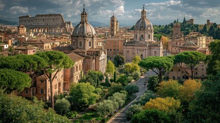 Captivating Skyline: A panoramic view of Rome's architectural majesty