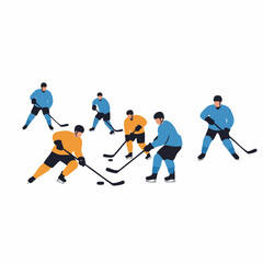 Flat Style Detailed Hockey Players Competing in a Sporting Event Illustration