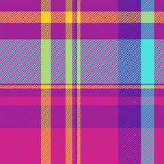 Vibrant plaid pattern in lively pink, purple, yellow, orange, and teal hues. A versatile, colorful texture perfect for backgrounds, textiles, or creative design projects.