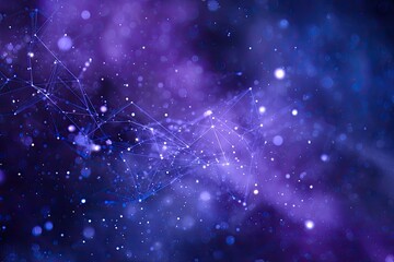An ethereal digital artwork depicting a celestial scene with glowing bokeh and a network of lines