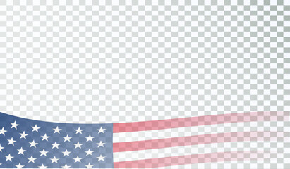 Obraz premium American waving flag isolated on transparent background with copy space. Vector