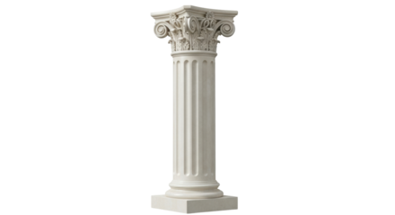 Isolated column architectural element, classical order building with detailed ornamentation