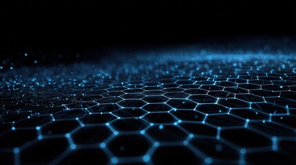 Naklejka premium A black background with blue hexagonals