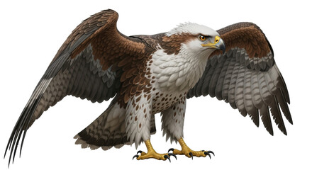 Isolated illustration of a soaring eagle with its wings spread ready for flight outdoors