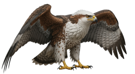 Isolated illustration of a soaring eagle with its wings spread ready for flight outdoors
