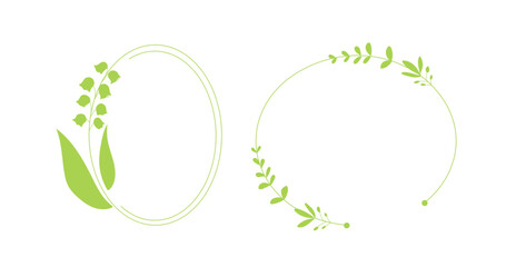 シンプルでかわいらしいフラワーフレーム２　緑