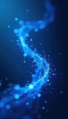 Abstract blue particles swirl, glowing energy , pixels, visual