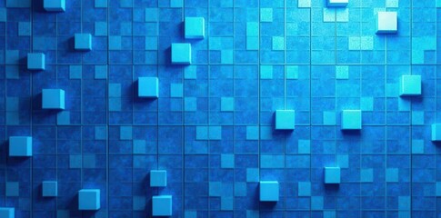 Abstract blue square grid pattern with white markers , motif, grid