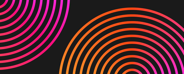 Abstract Background with Gradient Lines, Color Circles, Minimalism, Pink, Orange, Graphic Design