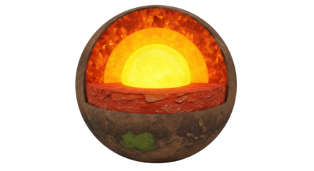 Isolated Conceptual Earth Cross Section Displaying Its Structure in Deep Rendering