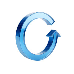 3d glass blue icon of  refreshing arrow indicating circular direction