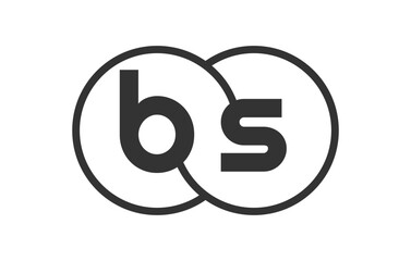 Obraz premium BS business company emblem with outline rounds and letters b s. Logo template of two merged circles for brand identity, logotype. Vector Infinity symbol
