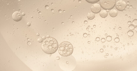 Abstract yellow water bubbles oil background