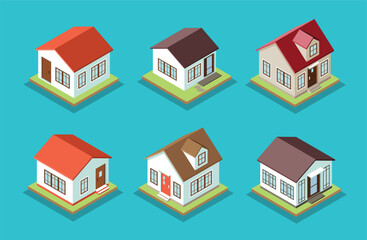 Isometric House Vector Set, Modern Home Illustration