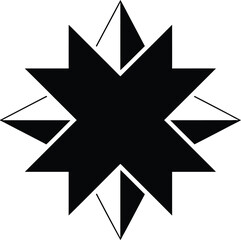 Black Geometric Starburst Symbol with White and Black Triangles abstract