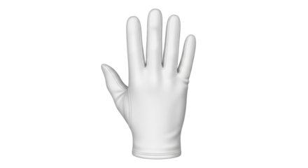 Isolated white glove with open palm against a plain background in a studio shot