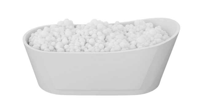 Isolated bowl full of white sphere objects, close-up studio shot, nobody, decoration