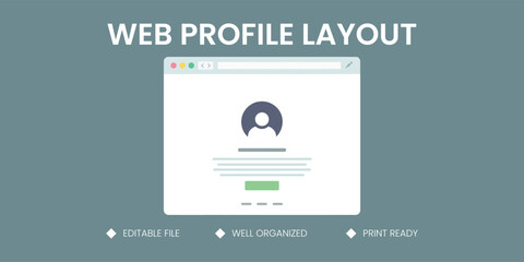 Animated Web Profile Layout Vector Illustration, User Account Page Template with Avatar and Information for Social Media or Online Platform Interface Design

