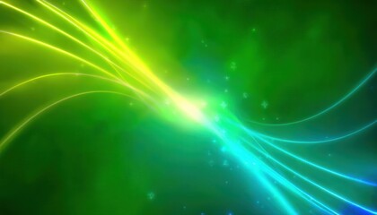 neon abstract energy swirl with luminous green and blue light trails crossing in cosmic motion over dark space background ideal for immersive wallpaper or dynamic banner design with copy space 