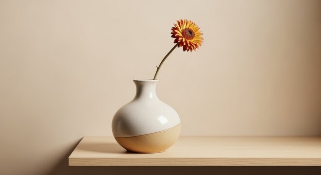 Stille Luxe: Handgemaakte Minimalistische Keramische Vaas met Organisc