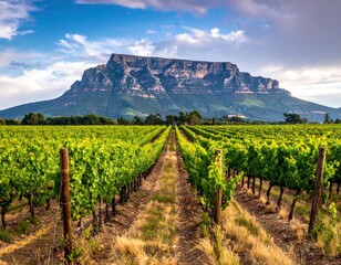 Fototapeta premium Vineyards and Mountain Landscape.