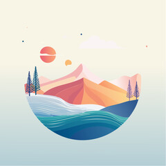 Obraz premium boat in the sea vector