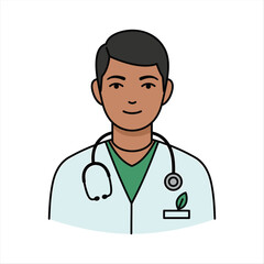 Fototapeta premium Male Doctor Wearing White Coat and Stethoscope Illustration