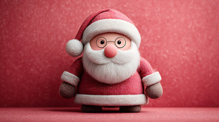 Santa Claus illustration on festive red and pink banner, cheerful holiday vibe, ample copy space, Christmas and New Year celebration design