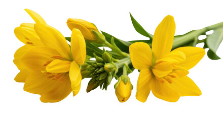 Isolated blossom of a perfoliate St John's-wort plant, a vibrant yellow flowering herb