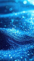 Shimmering Blue Glitter Background with Bokeh Light in Abstract Motion and Bright Blue Color with Elegant Soft Light