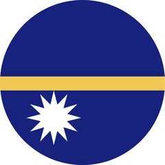 Flag of Nauru rounded icon. National Nauru Flag circular button. Round Nauru flag badge. Flag in circle shape.
