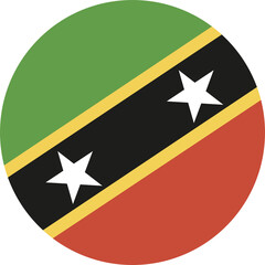 Saint Kitts and Nevis round country flag icon. National Saint Kitts and Nevis circle flag button.