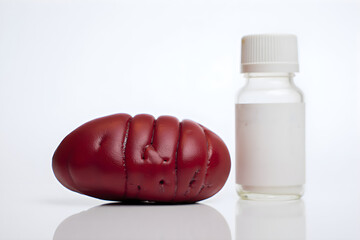 Human Spleen and Medicine Bottle