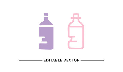 Bottle Icon Set Purple and Pink Outlines