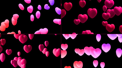 Romantic Vibrant Flowing 3D Hearts