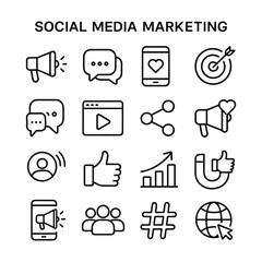 Communication network vector icons. Outline symbols. Line design