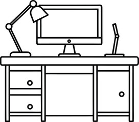 Minimal Hand-Drawn Office Desk Illustration with To-Do List, Sticky Notes, and Stationery