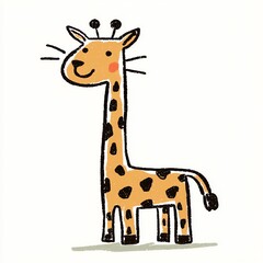 Fototapeta premium Adorable giraffe character standing cheerfully on a light background