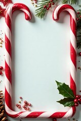 Festive red & white candy cane striped frame Ideal for Christmas cards and festive designs , clip art, christmas background